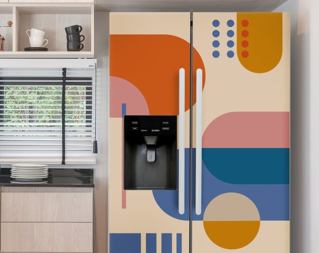 Geometric Fridge Wrap Boho Refrigerator Wrap