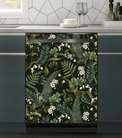 Green Fridge Wrap Botanical Vinyl