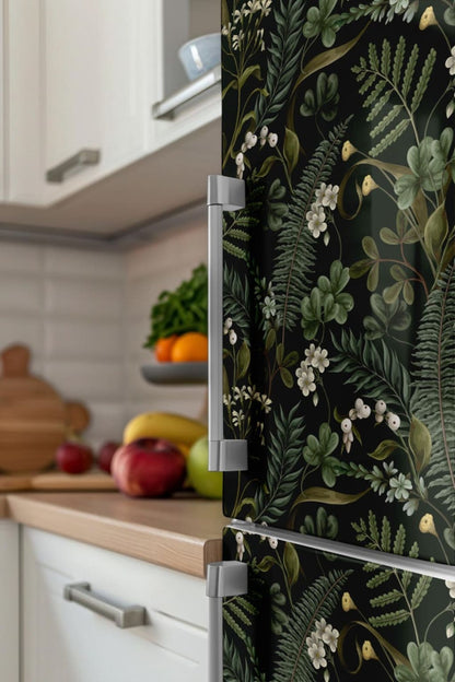 Green Fridge Wrap Botanical Vinyl
